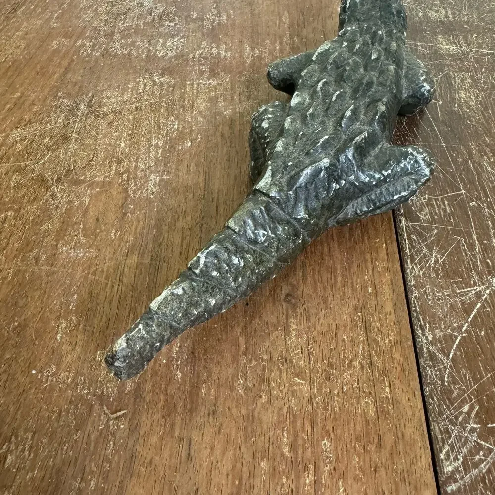 Vintage African Soapstone Carved Alligator‎ Crocodile 6 Inch Long Figurine